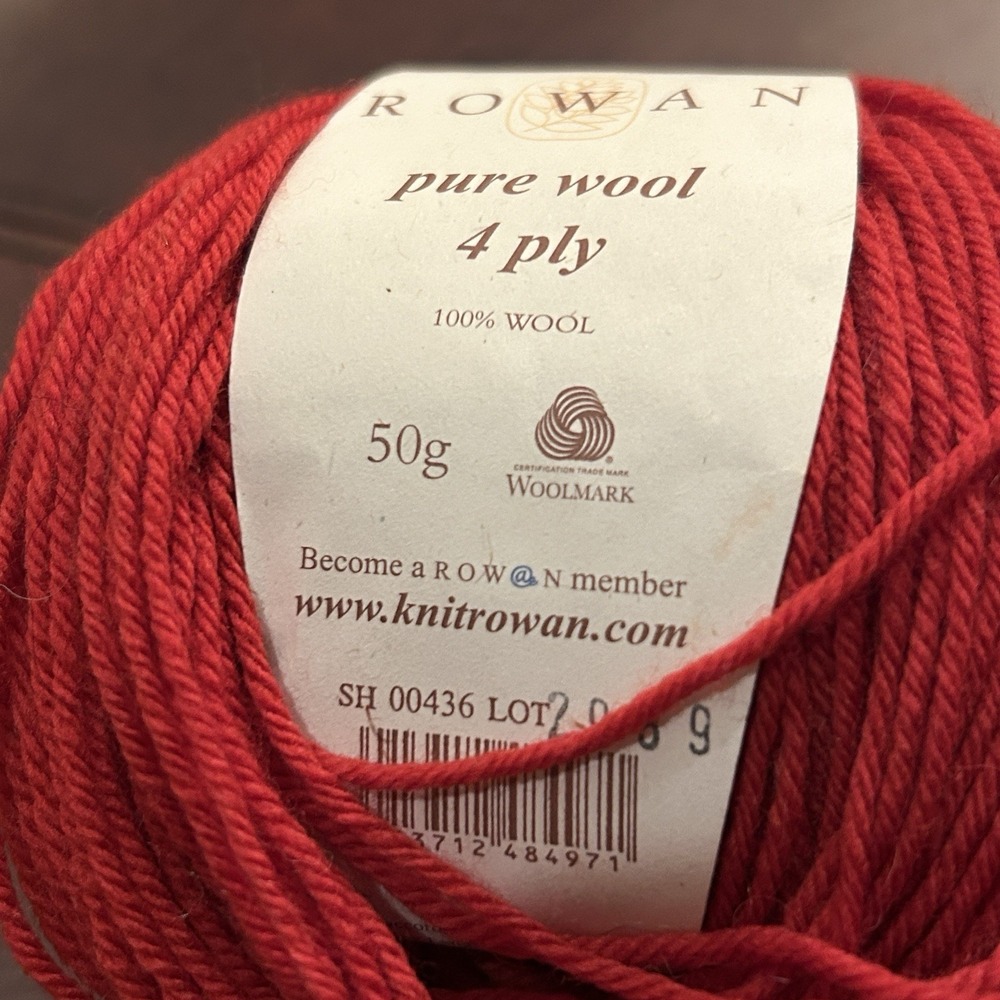 Rowan Pure Wool 4 Ply Yarn 100% Wool Red 50g